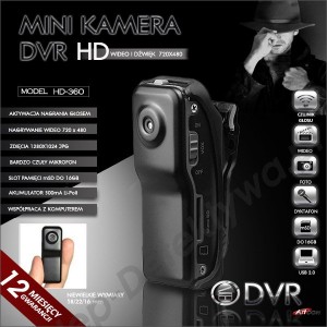 Mini kamera z nagrywaniem DVR HD-360 +8GB TOSHIBA