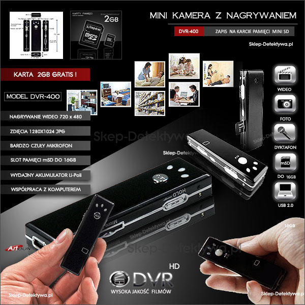 miniaturaowa kamera szpiegowska DVR-400